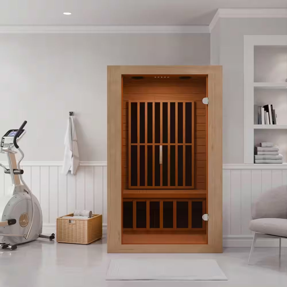 Home Sauna Room 2-Person Indoor Hemlock Wooden Infrared Indoor Sauna Spa with Bluetooth Digital Control Panel
