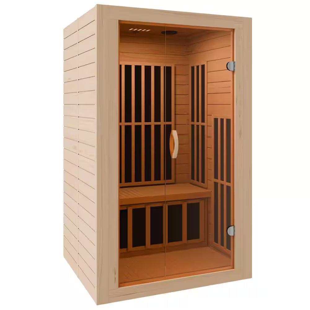 Home Sauna Room 2-Person Indoor Hemlock Wooden Infrared Indoor Sauna Spa with Bluetooth Digital Control Panel