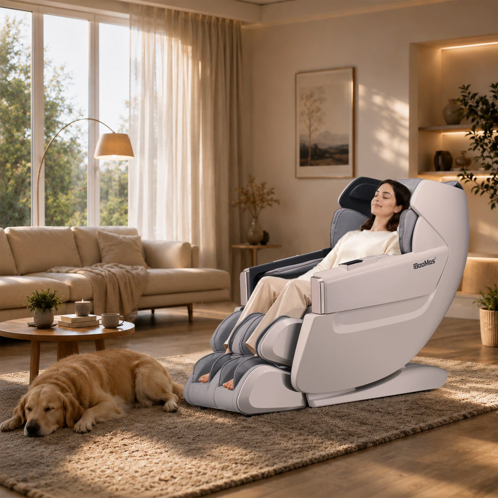 4D Full Body Massage Chair Zero Gravity Shiatsu Recliner,Sl Track Massage Chair with Heating,Leg Auto Extension,Bluetooth,Ai Voice and APP Controller,White